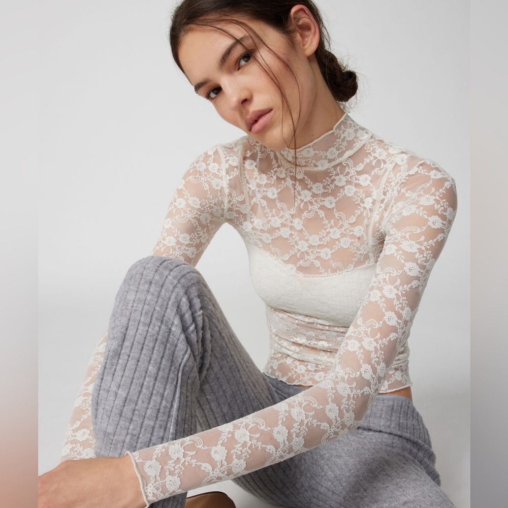 Out from under Luna sheer mock neck top